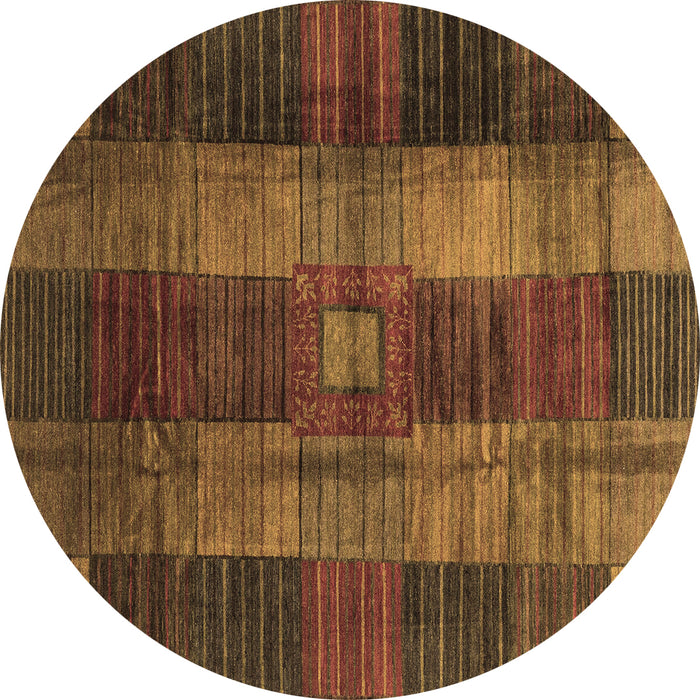 Round Checkered Brown Modern Rug, abs3368brn