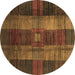 Round Checkered Brown Modern Rug, abs3368brn