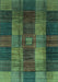 Machine Washable Checkered Turquoise Modern Area Rugs, wshabs3368turq