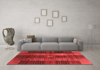 Machine Washable Checkered Red Modern Rug, wshabs3368red