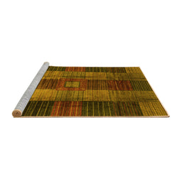 Sideview of Machine Washable Checkered Yellow Modern Rug, wshabs3368yw