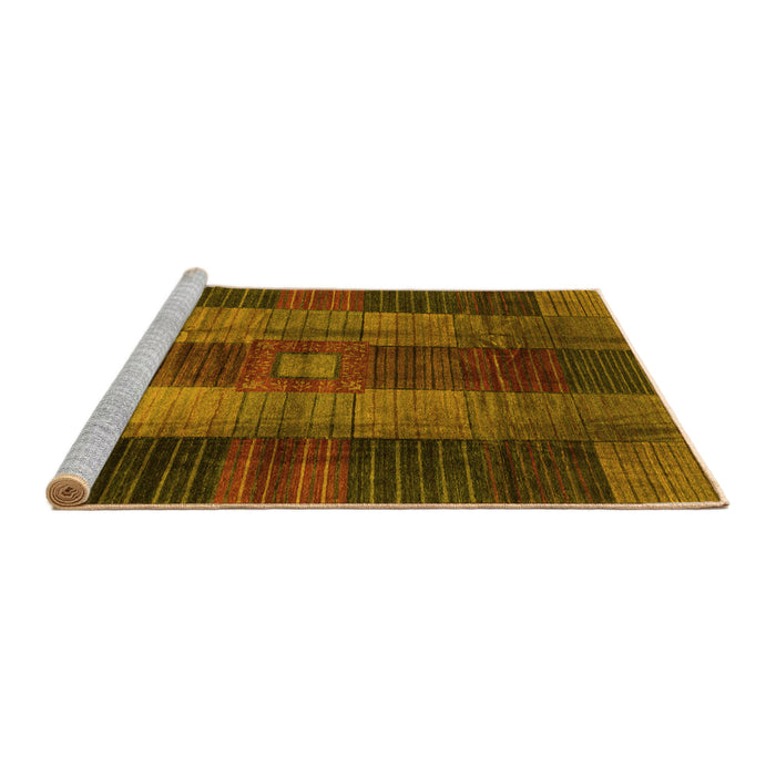 Sideview of Machine Washable Checkered Yellow Modern Rug, wshabs3368yw