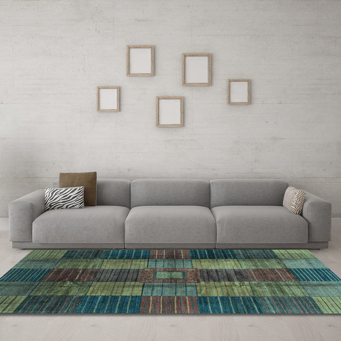 Machine Washable Checkered Light Blue Modern Rug in a Living Room, wshabs3368lblu
