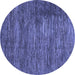 Round Abstract Blue Modern Rug, abs3369blu