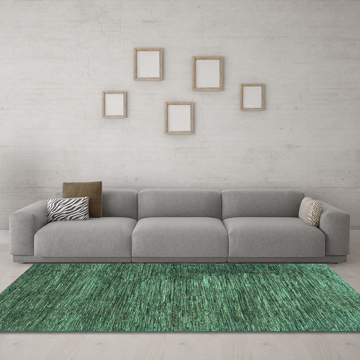 Machine Washable Abstract Turquoise Modern Area Rugs in a Living Room,, wshabs3369turq