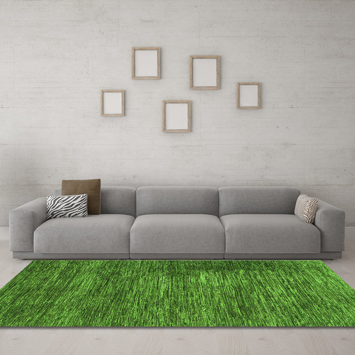 Machine Washable Abstract Green Modern Area Rugs in a Living Room,, wshabs3369grn