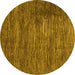 Round Machine Washable Abstract Yellow Modern Rug, wshabs3369yw