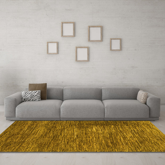 Machine Washable Abstract Yellow Modern Rug in a Living Room, wshabs3369yw