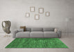 Machine Washable Abstract Emerald Green Modern Area Rugs in a Living Room,, wshabs3369emgrn