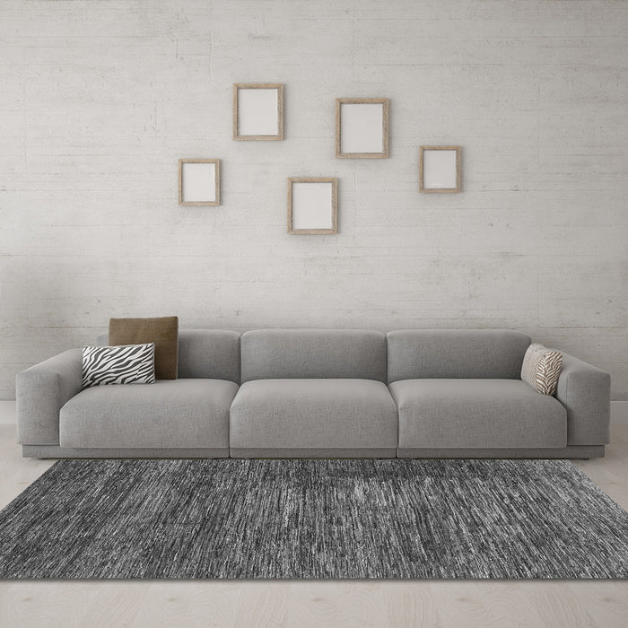 Machine Washable Abstract Gray Modern Rug in a Living Room,, wshabs3369gry