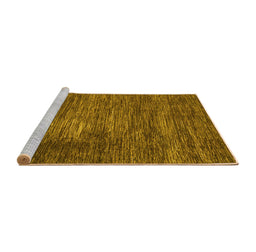 Sideview of Machine Washable Abstract Yellow Modern Rug, wshabs3369yw