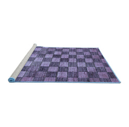 Sideview of Machine Washable Checkered Blue Modern Rug, wshabs336blu