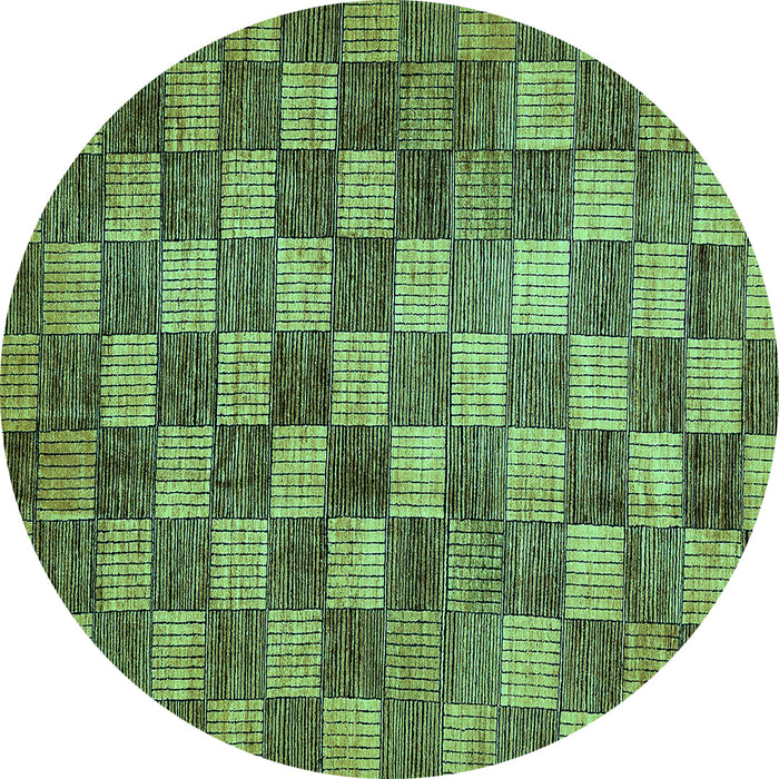 Round Checkered Turquoise Modern Rug, abs336turq