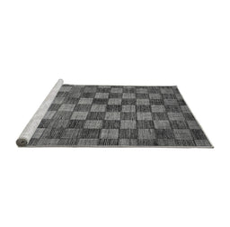 Sideview of Machine Washable Checkered Gray Modern Rug, wshabs336gry