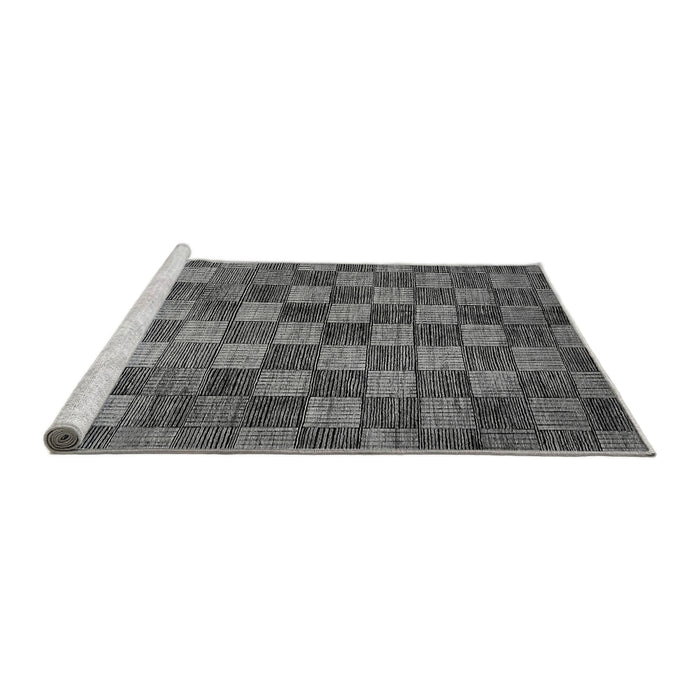 Sideview of Machine Washable Checkered Gray Modern Rug, wshabs336gry