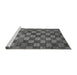 Sideview of Machine Washable Checkered Gray Modern Rug, wshabs336gry