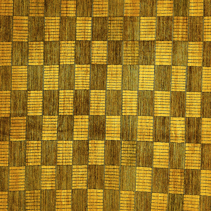 Square Machine Washable Checkered Yellow Modern Rug, wshabs336yw