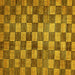 Square Machine Washable Checkered Yellow Modern Rug, wshabs336yw