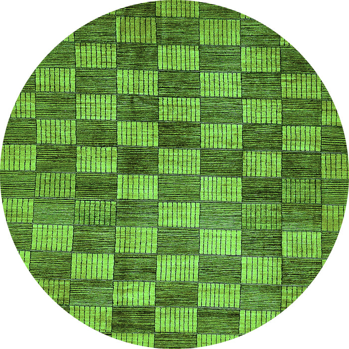 Round Checkered Green Modern Rug, abs336grn