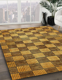 Abstract Red Brown Checkered Rug in Family Room, abs336