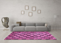 Machine Washable Checkered Purple Modern Area Rugs in a Living Room, wshabs336pur
