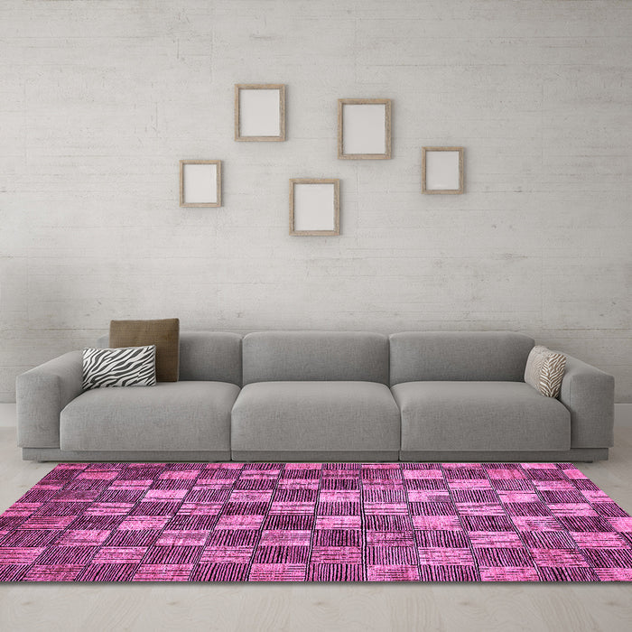 Machine Washable Checkered Purple Modern Area Rugs in a Living Room, wshabs336pur