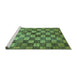 Sideview of Machine Washable Checkered Turquoise Modern Area Rugs, wshabs336turq
