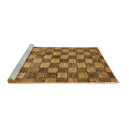Sideview of Machine Washable Checkered Brown Modern Rug, wshabs336brn