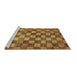 Sideview of Machine Washable Checkered Brown Modern Rug, wshabs336brn