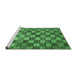 Sideview of Machine Washable Checkered Emerald Green Modern Area Rugs, wshabs336emgrn