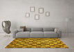 Machine Washable Checkered Yellow Modern Rug in a Living Room, wshabs336yw