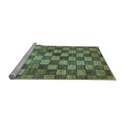 Sideview of Machine Washable Checkered Light Blue Modern Rug, wshabs336lblu