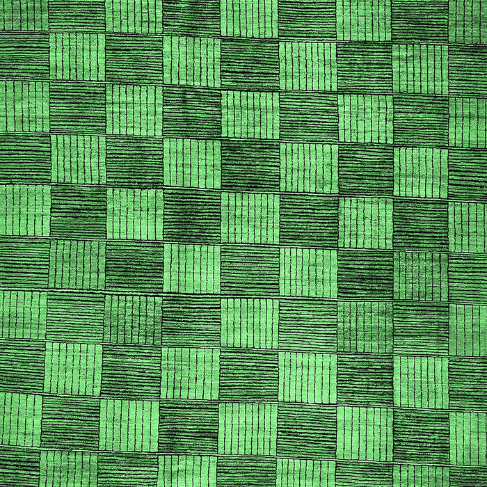 Machine Washable Checkered Emerald Green Modern Area Rugs, wshabs336emgrn