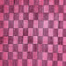 Square Machine Washable Checkered Pink Modern Rug, wshabs336pnk