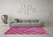 Machine Washable Checkered Pink Modern Rug in a Living Room, wshabs336pnk