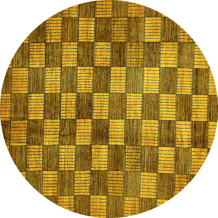 Round Checkered Yellow Modern Rug, abs336yw