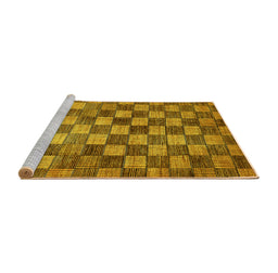 Sideview of Machine Washable Checkered Yellow Modern Rug, wshabs336yw