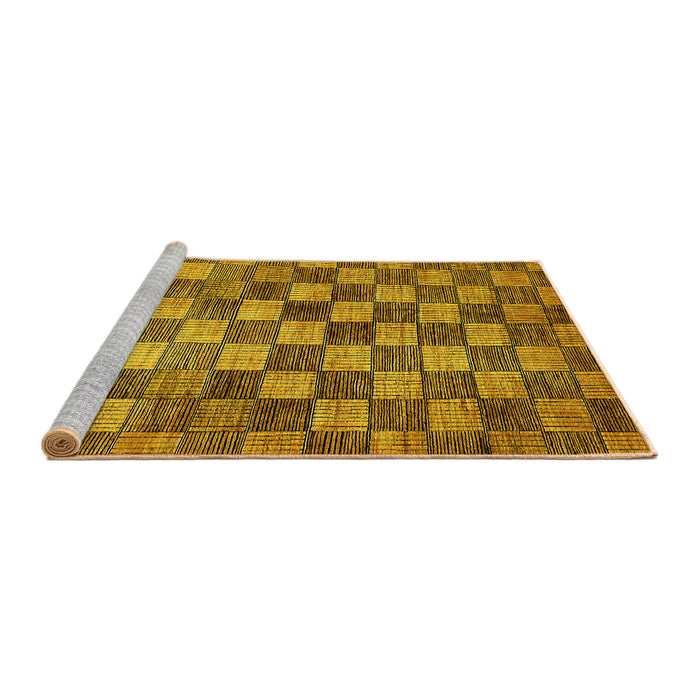 Sideview of Machine Washable Checkered Yellow Modern Rug, wshabs336yw
