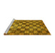 Sideview of Machine Washable Checkered Yellow Modern Rug, wshabs336yw