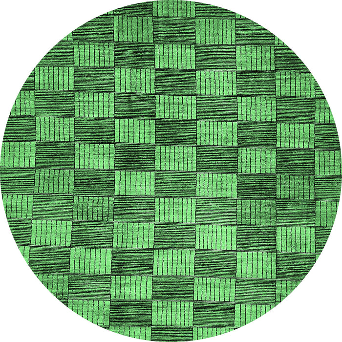 Round Checkered Emerald Green Modern Rug, abs336emgrn