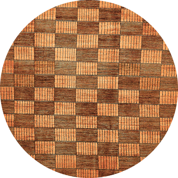 Round Machine Washable Checkered Orange Modern Area Rugs, wshabs336org