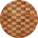 Round Machine Washable Checkered Orange Modern Area Rugs, wshabs336org