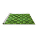 Sideview of Machine Washable Checkered Green Modern Area Rugs, wshabs336grn