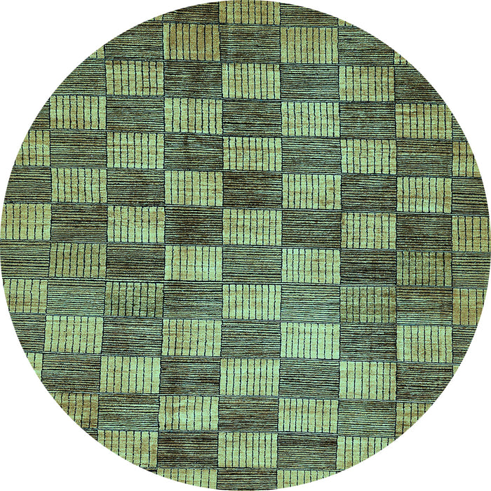 Round Machine Washable Checkered Light Blue Modern Rug, wshabs336lblu