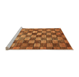 Sideview of Machine Washable Checkered Orange Modern Area Rugs, wshabs336org