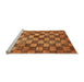 Sideview of Machine Washable Checkered Orange Modern Area Rugs, wshabs336org