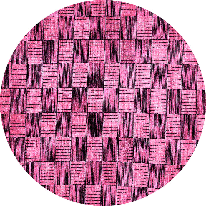 Round Checkered Pink Modern Rug, abs336pnk