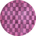 Round Machine Washable Checkered Purple Modern Area Rugs, wshabs336pur