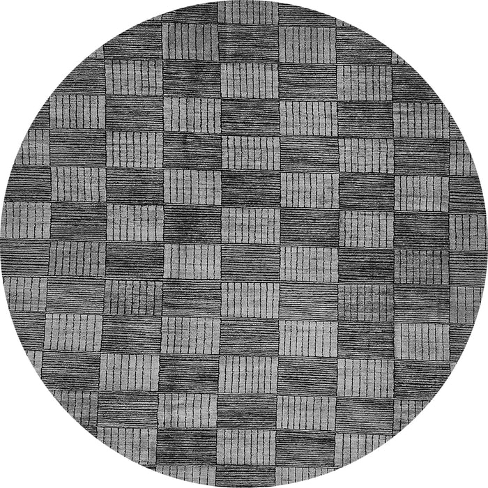 Round Checkered Gray Modern Rug, abs336gry