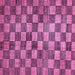 Square Machine Washable Checkered Purple Modern Area Rugs, wshabs336pur